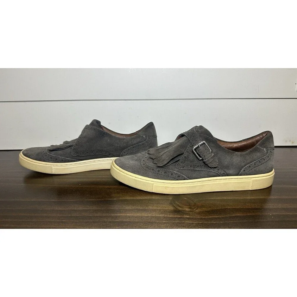 FRYE Women's Gemma Kiltie Smoke Gray Suede Slip On Sneaker Shoes US‎ 7.5